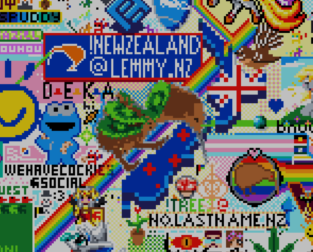 final canvas design, just the NZ part that has map of NZ emblazoned with NZ flag, fantail, large kiwi bird cut up like it's a kiwifruit, and section with !newzealand@lemmy.nz as well as the commmunity logo, plus at the bottom no.lastname.nz and the icon