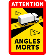 Sticker Attention Angles morts collé à l'arrière des camions en France