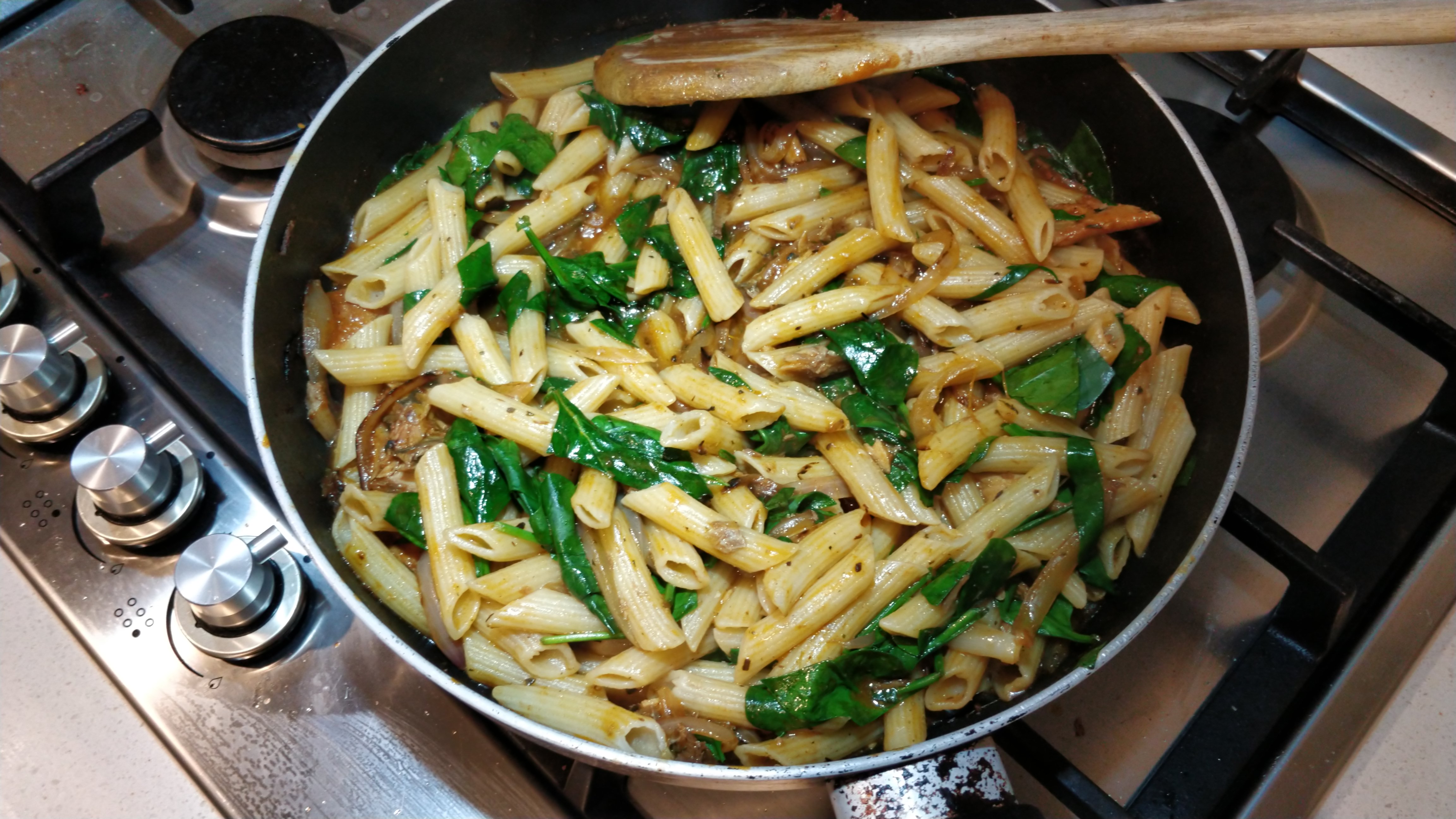 pan of pasta on stovetop