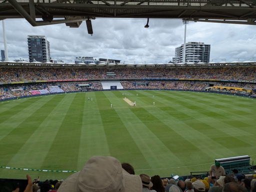 A test cricket match between Australia and India at the Gabba