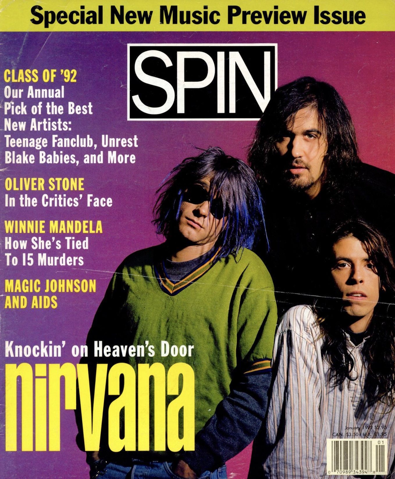Spin Magazine Jan 1992. Nirvana is on the cover