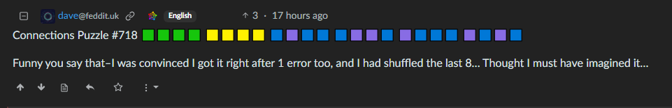 Screenshot of Dave's first comment, showing all the boxes on one line.