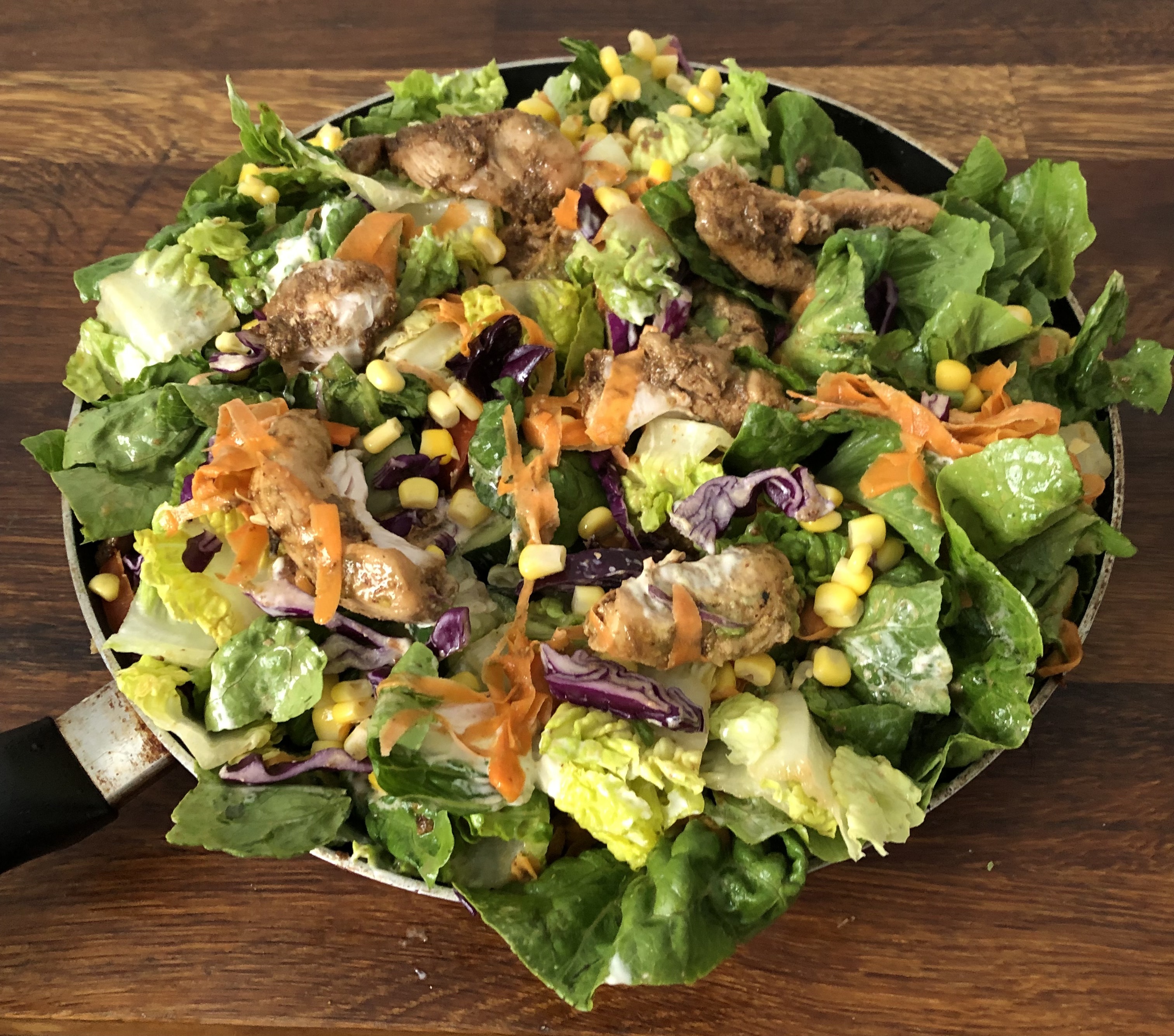 salad in a fry pan