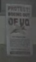 Image taken from a screenshot of the pitch drop showing a poster that reads "Protest: Boeing out of UQ"