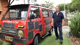 Ziga's van runs on solar panels, three lawn mower motors and 8,000 laptop and power tool batteries