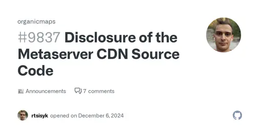 Disclosure of the Metaserver CDN Source Code · organicmaps · Discussion #9837