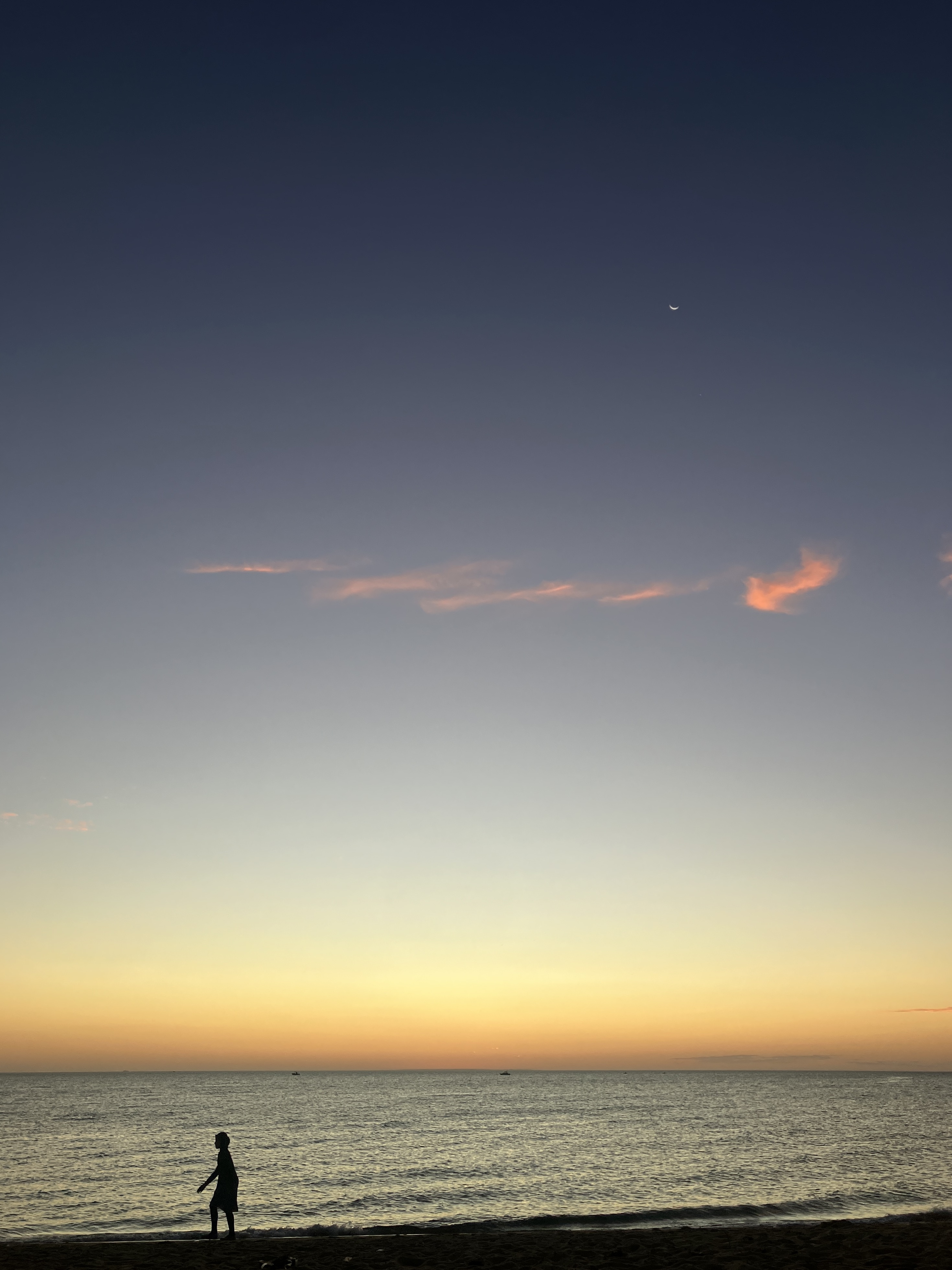 Moon Venus Sunset Silhouette Sky Pretty